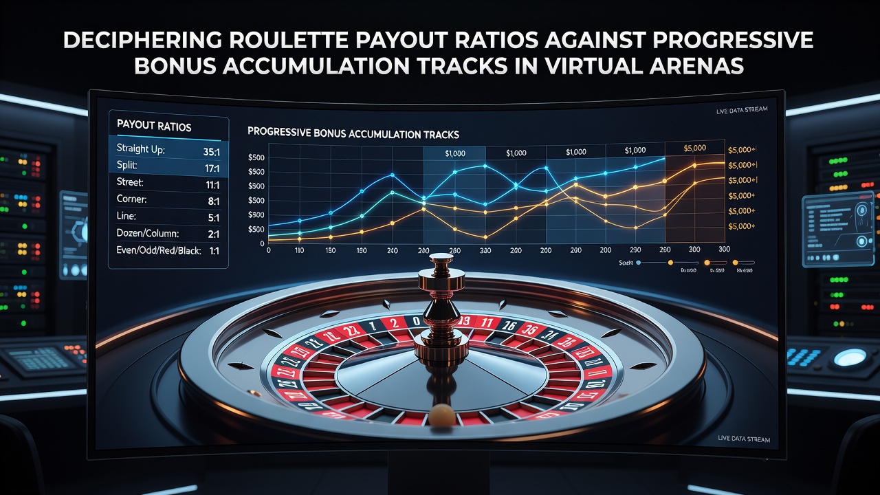Close-up of digital roulette interface showing progressive bonus meter alongside standard payout table
