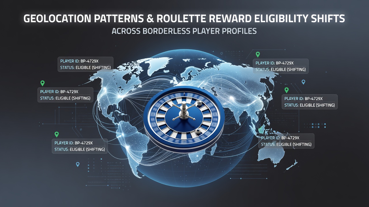 Geolocation mapping interface showing roulette player locations and reward eligibility zones across multiple countries