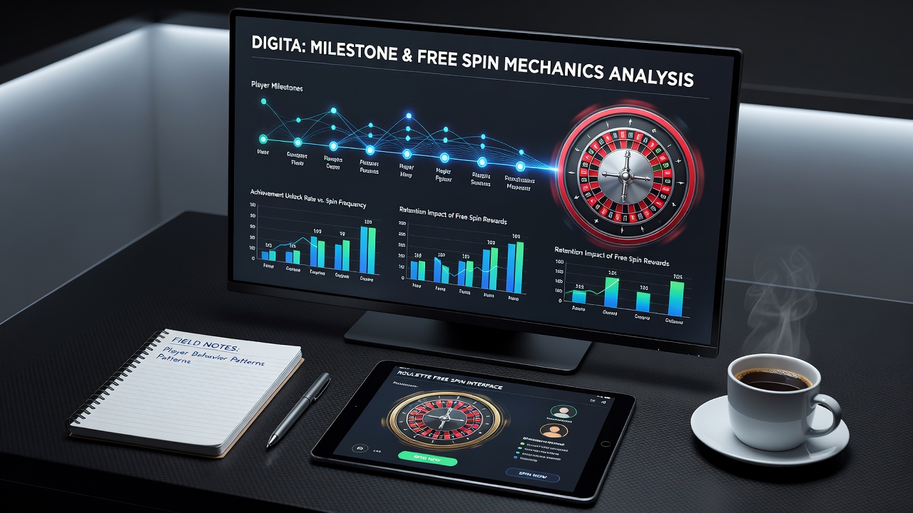 Analytics dashboard showing connections between player milestones and roulette free spin usage statistics