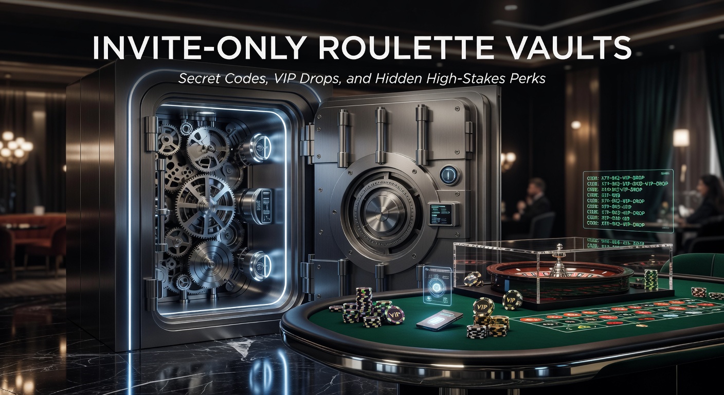 Glimpse inside a digital roulette vault with glowing secret codes and VIP symbols unlocking high-stakes tables
