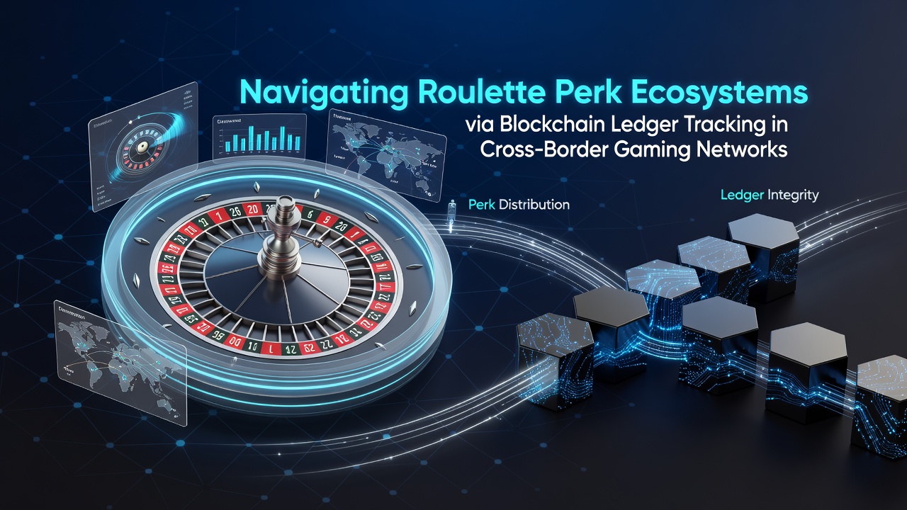 Blockchain ledger visualization showing roulette perk tracking across international gaming networks