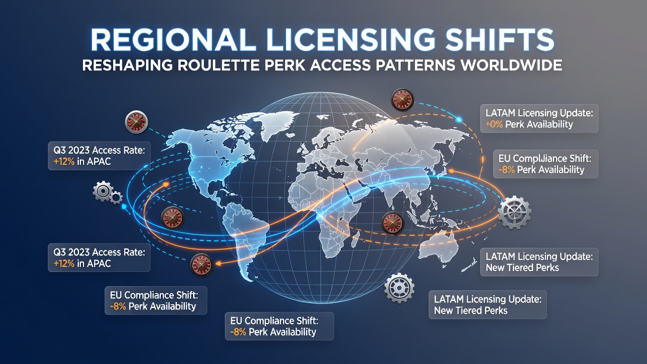 Global map highlighting regional licensing changes affecting roulette bonus access in July 2026
