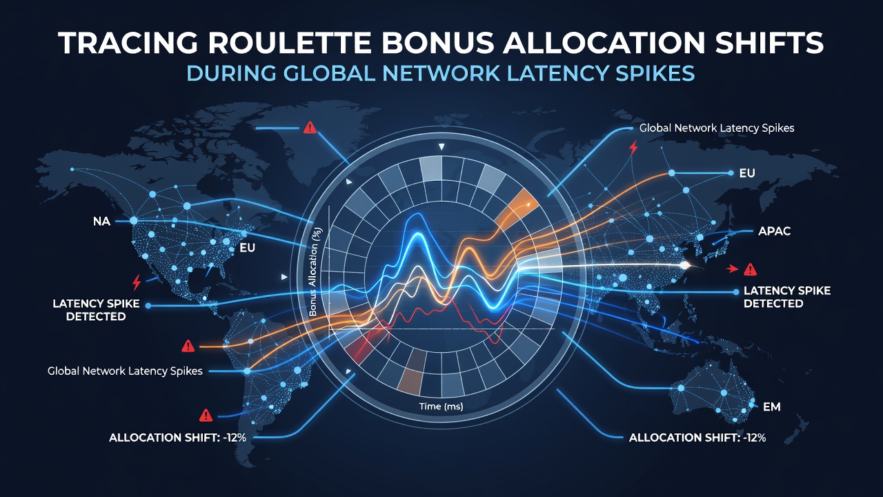 Network monitoring dashboard showing roulette bonus allocation adjustments during a latency event
