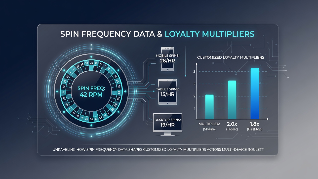 Multi-device synchronization diagram showing how spin frequency feeds into loyalty multiplier calculations on roulette platforms